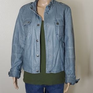 INKED & FADED Powder Blue Faux Leather Jacket